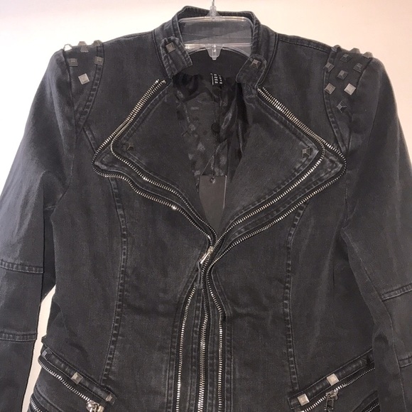 Lookbook Jackets & Blazers - Lookbook Store Black studded Denim jacket